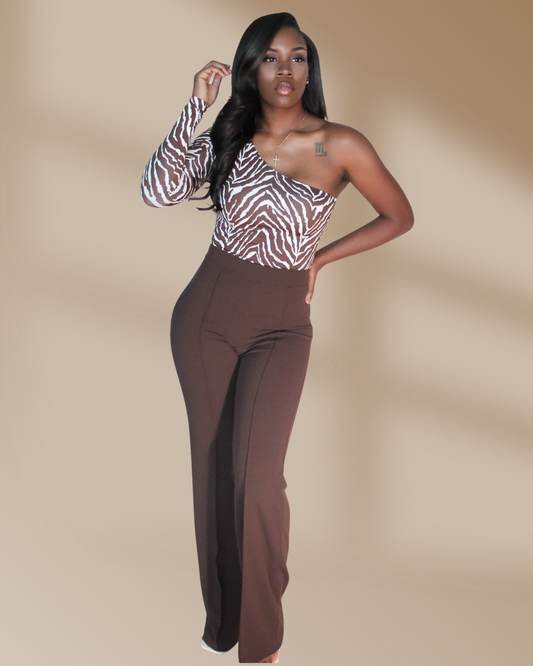 COCO HIGH WAISTED FRONT SEAM DETAIL PANTS