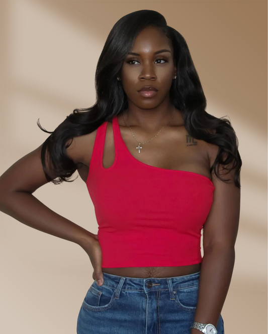 SOFT SERENITY ONE-SHOULDER CROP TOP