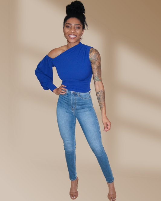 BLUE WASH HIGH WAISTED SKINNY JEANS