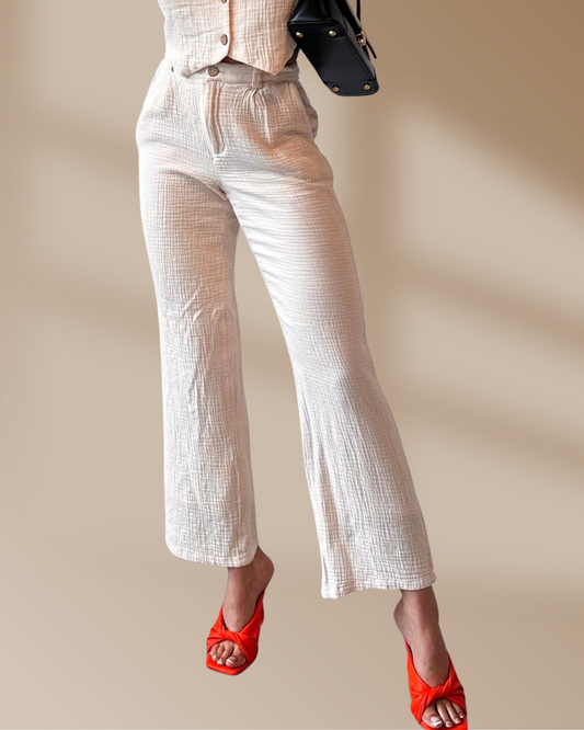 CONTRAST STRAIGHT LEG PANTS